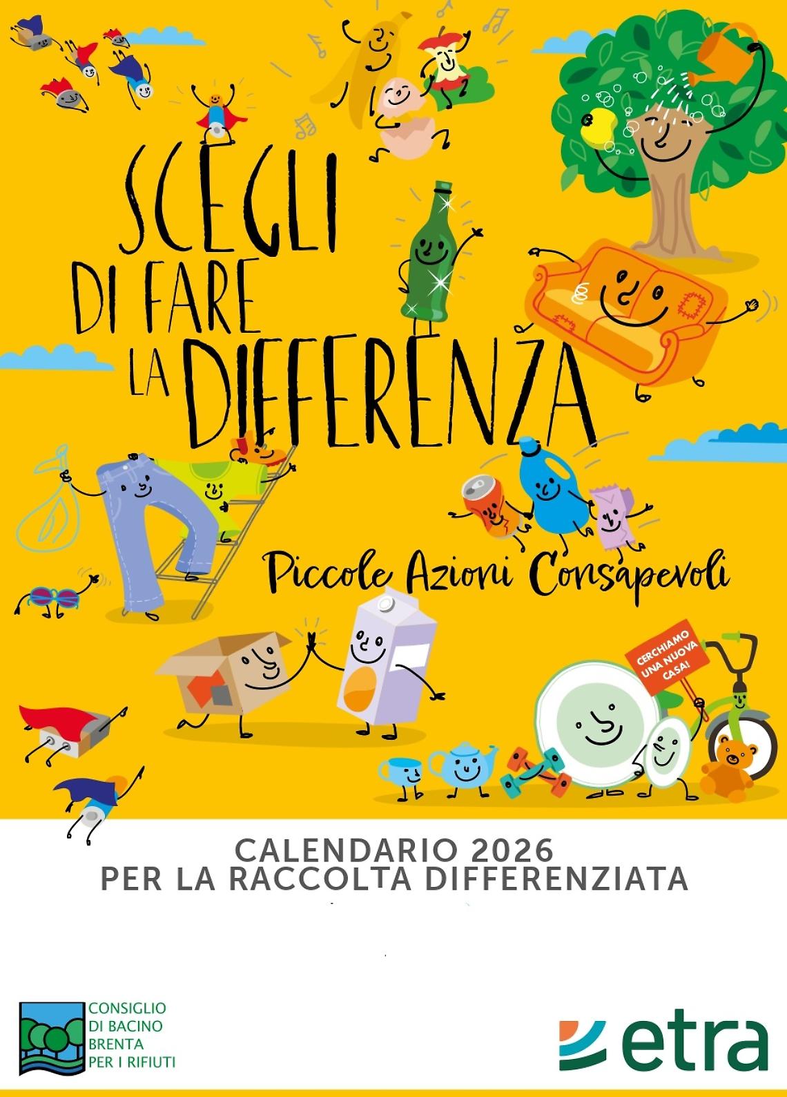In distribuzione il calendario della raccolta differenziata 2026 di ETRA: piccoli gesti, grande differenza