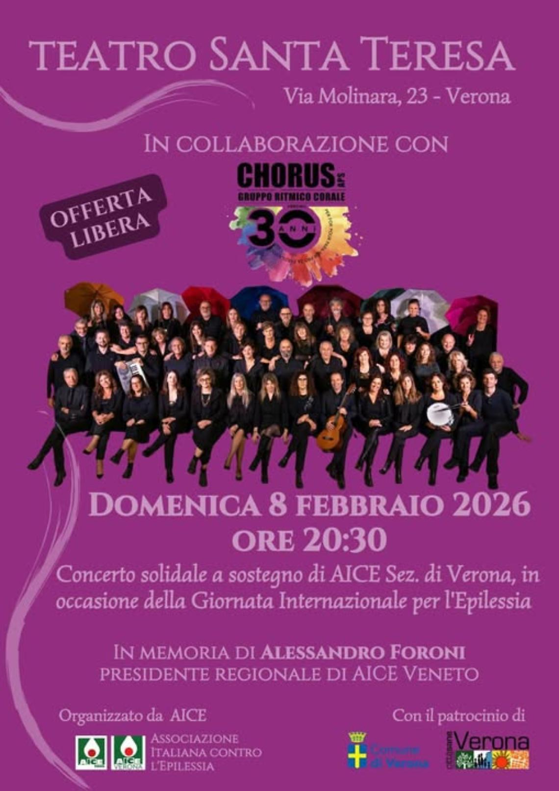 Concerto solidale per l&rsquo;epilessia: domenica prossima 8 febbraio al Teatro Santa Teresa