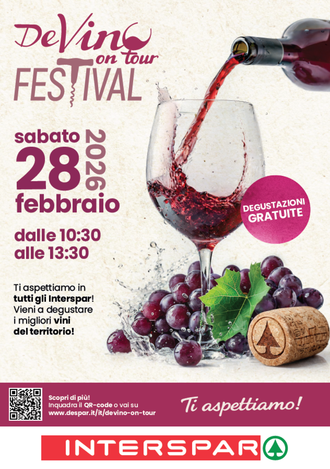 DeVino On Tour 2026: degustazioni gratuite dei migliori vini veneti nei Despar della regione