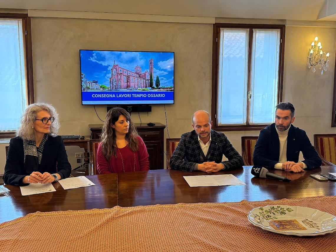 Tempio Ossario di Bassano, consegnati i lavori: al via la messa in sicurezza della facciata