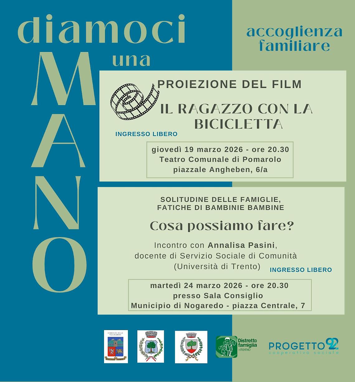 In Vallagarina parte il progetto &ldquo;Diamoci una mano&rdquo;: sensibilizzazione sull&rsquo;accoglienza familiare