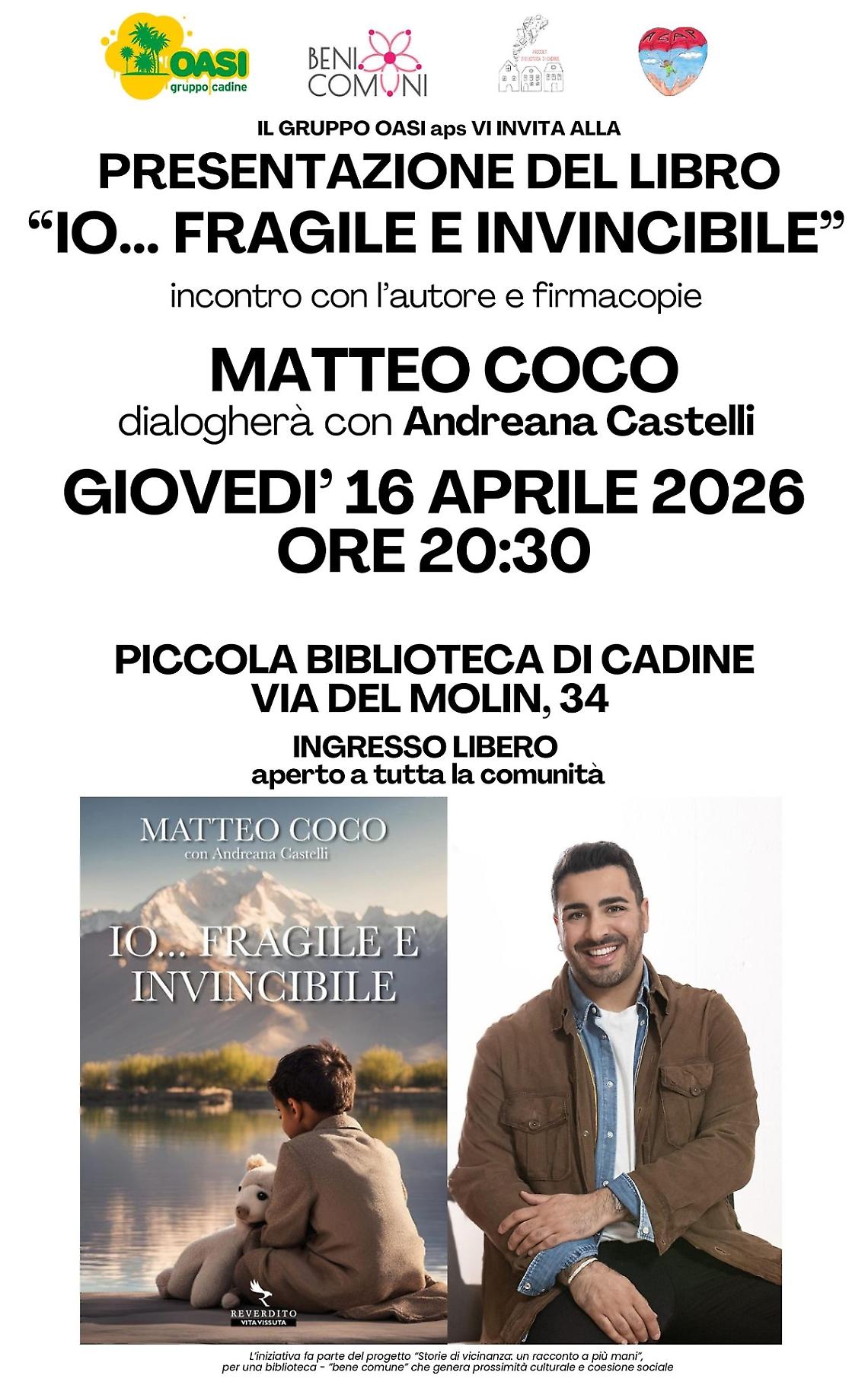A Cadine la storia di &ldquo;Io&hellip; fragile e invincibile&rdquo;: il libro che racconta la rinascita interiore