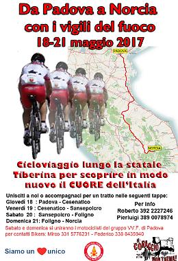 Vigili del fuoco pedalano fino a Norcia