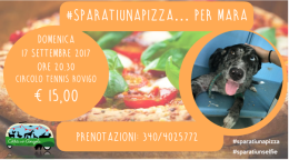 #Sparatiunapizza: serata di beneficenza per la cucciolotta Mara
