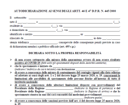 Coronavirus: ecco l'ultimo modulo di autocertificazione