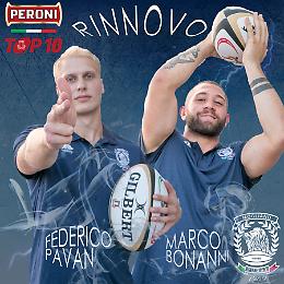 Rugby Mogliano: Federico Pavan e Marco Bonanni ancora in biancoblu