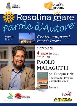 Rosolina Mare, Parole d'Autore: Malaguti presenta "Se l'acqua ride"