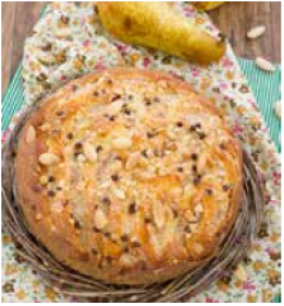 Ricetta: torta pere, mandorle e scaglie di cioccolato