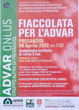 Preganziol: sabato 30 aprile la fiaccolata ADVAR