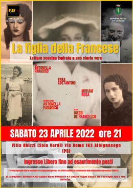 Albignasego: il 23 aprile la lettura scenica di “La figlia della Francese”, la storia vera della sartina Natalia