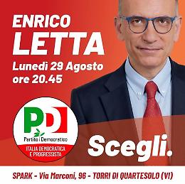 Enrico Letta inizia la campagna elettorale del Pd: sarà a Torri di Quartesolo lunedì sera
