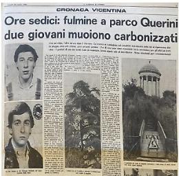 Vicenza, è ancora vivo il ricordo dei due ragazzi uccisi dal fulmine a parco Querini nel luglio 1980