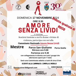 Proventi della camminata "Amore senza lividi" a sostegno del Centro Antiviolenza di Venezia