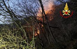 Schio: incendio in zona boschiva sopra Poleo