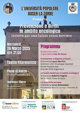 Piove di Sacco, prevenzione e diritti in ambito oncologico: insieme per una salute senza barriere