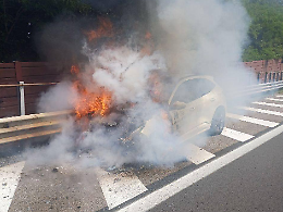 Vittorio Veneto: auto ibrida prende fuoco lungo la A27