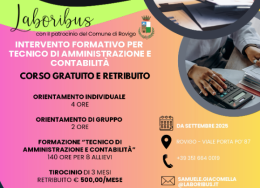Rovigo: a settembre due corsi per tecnici e operatori gratuiti e retribuiti promossi da Laboribus