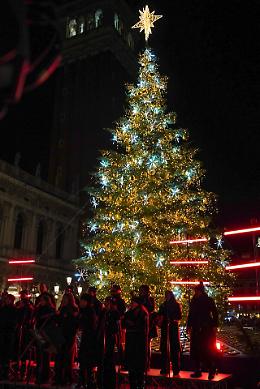A Venezia il Natale torna a brillare: albero in Piazza San Marco e chandelier di Murano illuminano la città