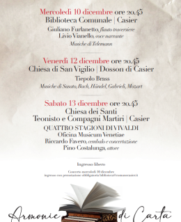 Armonie di Carta a Casier: musica e parole per l’anima dal 10 al 13 dicembre