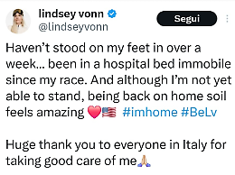 Dopo la caduta a Cortina, Lindsey Vonn ringrazia l&rsquo;Italia: &laquo;Grazie per esservi presi cura di me&raquo;