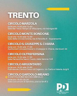 Pd Trentino: sabato 28 febbraio election day nei circoli per rilanciare l&rsquo;alternativa politica