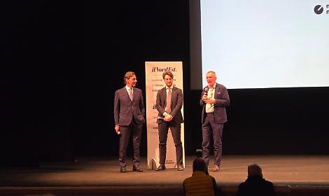 Da sinistra, il sindaco Giordani, Alberto Stefani e Paolo Possamai