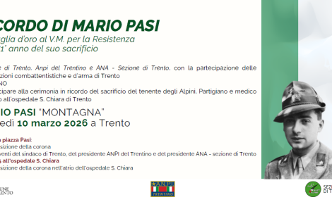 Trento ricorda Mario Pasi: marted&igrave; la cerimonia nell&rsquo;81&deg; anniversario