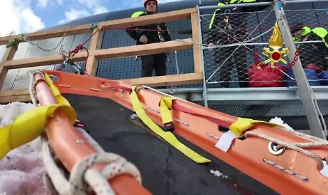 A Cortina prove di soccorso dei Vigili del Fuoco in vista delle gare di bob e slittino