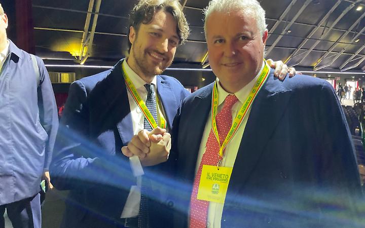 Il presidente di Coldiretti Treviso Giorgio Polegato con il neo-eletto governatore Alberto Stefani