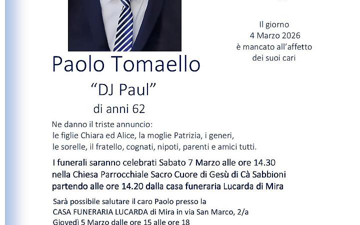 Addio a Paolo Tomaello, &ldquo;Dj Paul&rdquo;